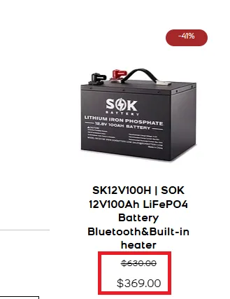 Sokbattery 41% off offer